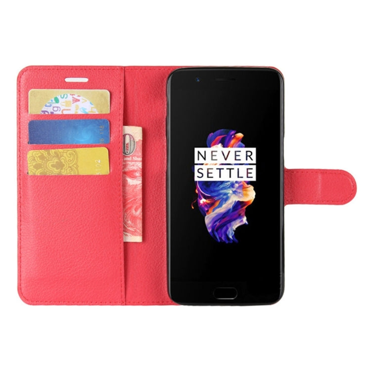 For OnePlus 5 Litchi Texture Horizontal Flip Leather Case with Holder & Card Slots & Wallet