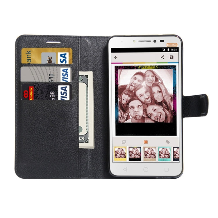 For Alcatel Pixi 4 Plus Power Litchi Texture Horizontal Flip Leather Case with Holder & Card Slots & Wallet