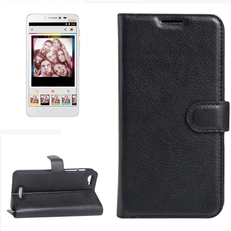 For Alcatel Pixi 4 Plus Power Litchi Texture Horizontal Flip Leather Case with Holder & Card Slots & Wallet