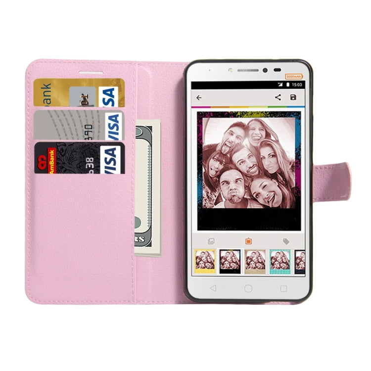 For Alcatel Pixi 4 Plus Power Litchi Texture Horizontal Flip Leather Case with Holder & Card Slots & Wallet