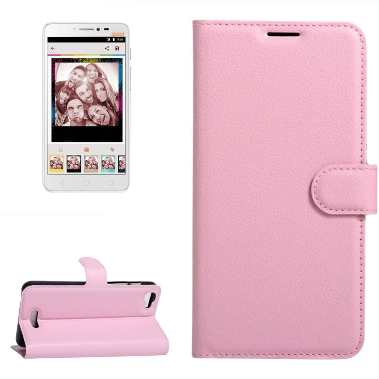 For Alcatel Pixi 4 Plus Power Litchi Texture Horizontal Flip Leather Case with Holder & Card Slots & Wallet