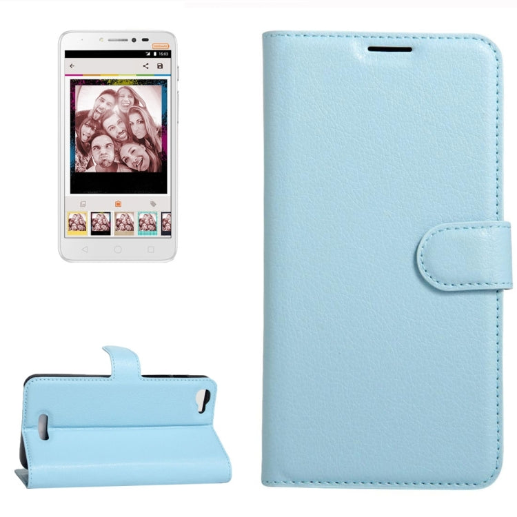 For Alcatel Pixi 4 Plus Power Litchi Texture Horizontal Flip Leather Case with Holder & Card Slots & Wallet