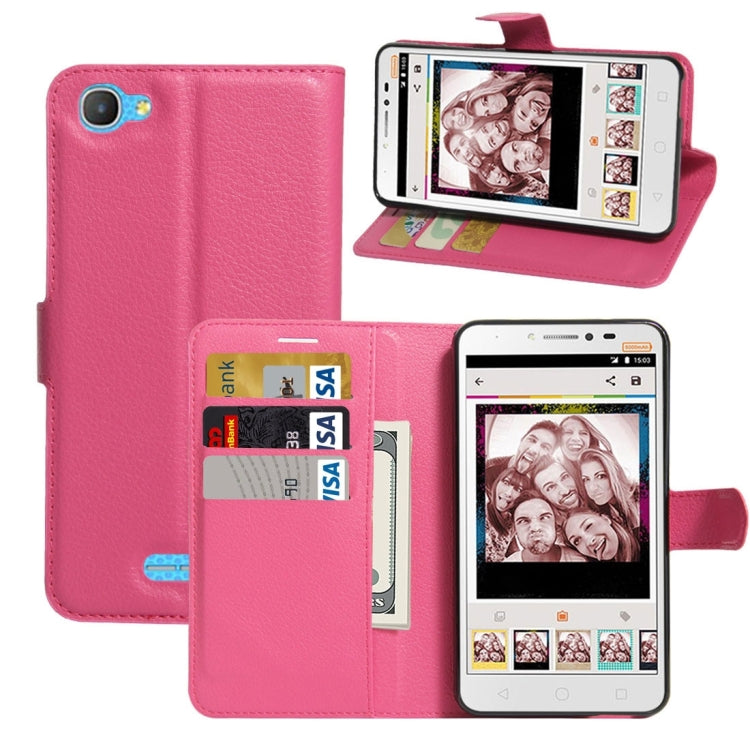 For Alcatel Pixi 4 Plus Power Litchi Texture Horizontal Flip Leather Case with Holder & Card Slots & Wallet