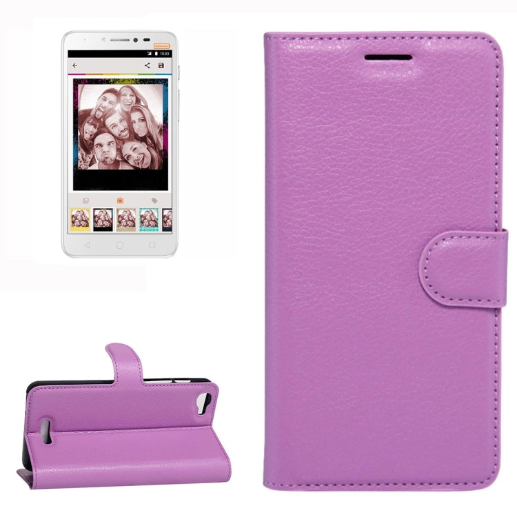 For Alcatel Pixi 4 Plus Power Litchi Texture Horizontal Flip Leather Case with Holder & Card Slots & Wallet