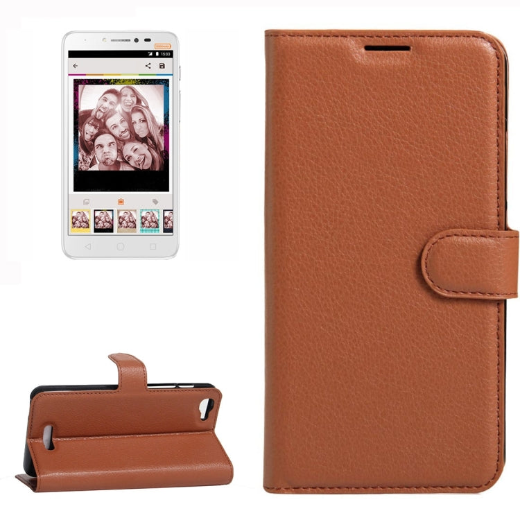 For Alcatel Pixi 4 Plus Power Litchi Texture Horizontal Flip Leather Case with Holder & Card Slots & Wallet