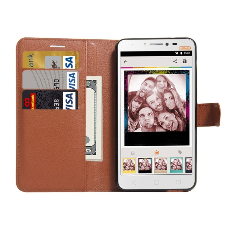 For Alcatel Pixi 4 Plus Power Litchi Texture Horizontal Flip Leather Case with Holder & Card Slots & Wallet