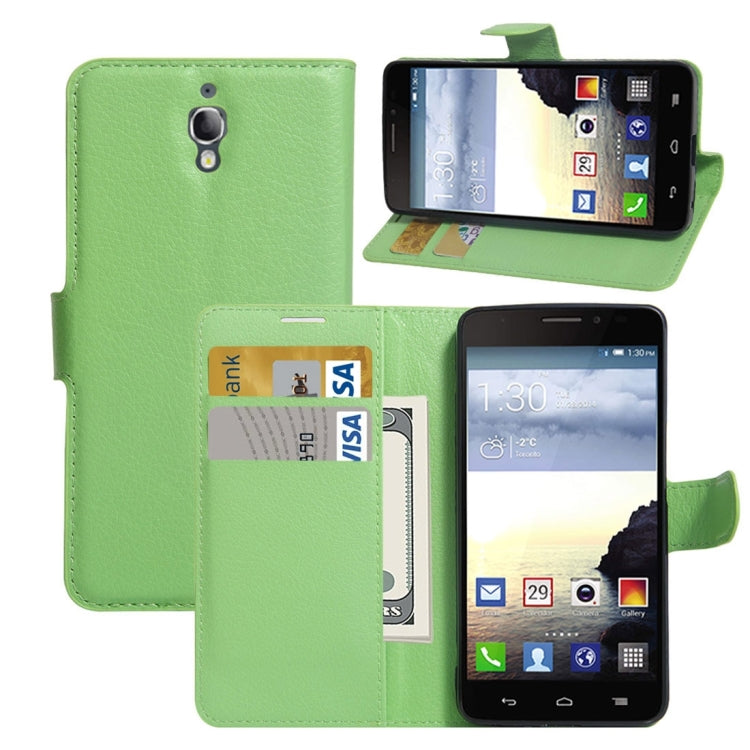For Alcatel One Touch Idol X Litchi Texture Horizontal Flip Leather Case with Holder & Card Slots & Wallet
