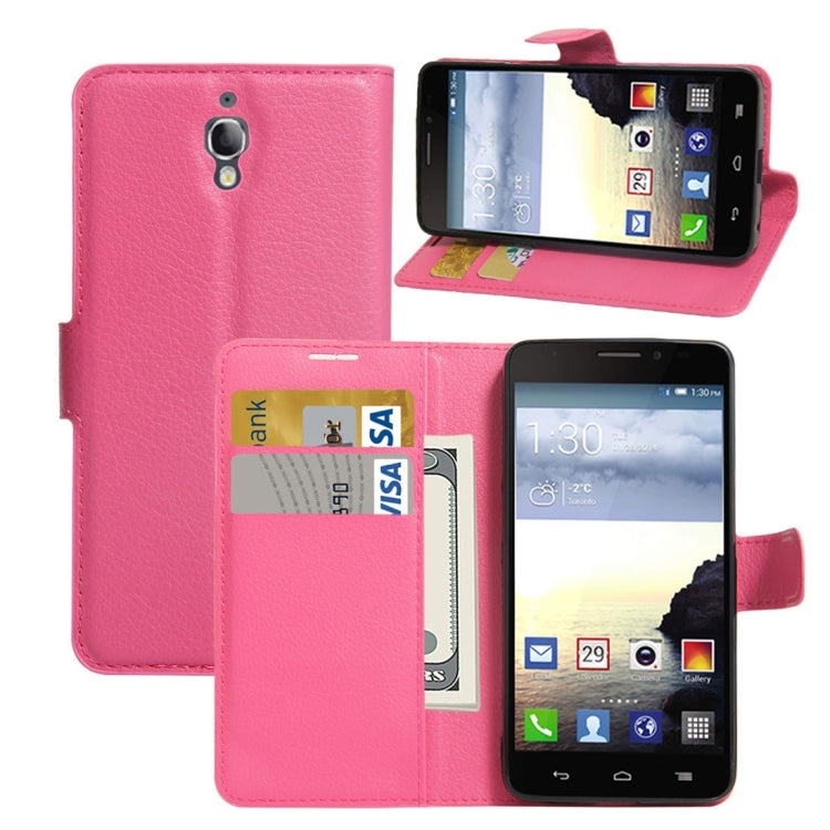 For Alcatel One Touch Idol X Litchi Texture Horizontal Flip Leather Case with Holder & Card Slots & Wallet