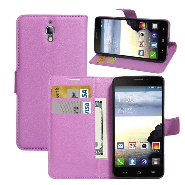 For Alcatel One Touch Idol X Litchi Texture Horizontal Flip Leather Case with Holder & Card Slots & Wallet