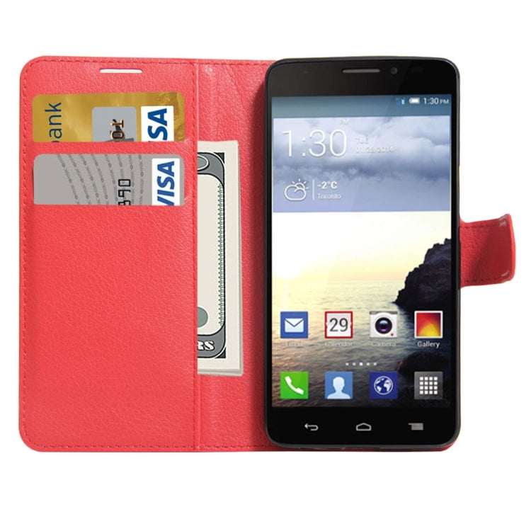 For Alcatel One Touch Idol X Litchi Texture Horizontal Flip Leather Case with Holder & Card Slots & Wallet