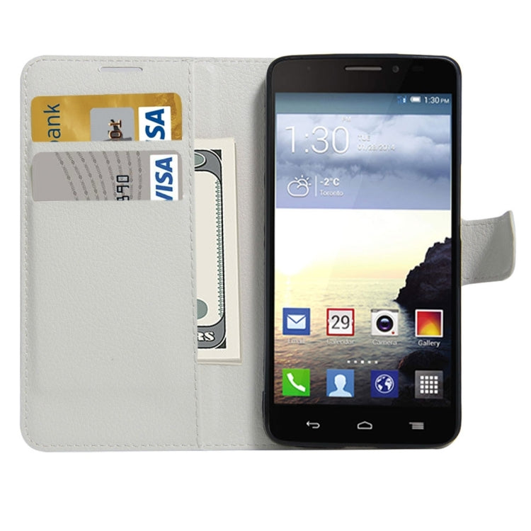 For Alcatel One Touch Idol X Litchi Texture Horizontal Flip Leather Case with Holder & Card Slots & Wallet