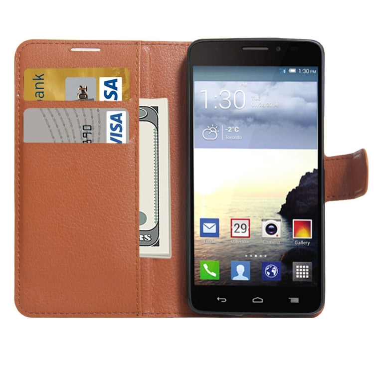 For Alcatel One Touch Idol X Litchi Texture Horizontal Flip Leather Case with Holder & Card Slots & Wallet
