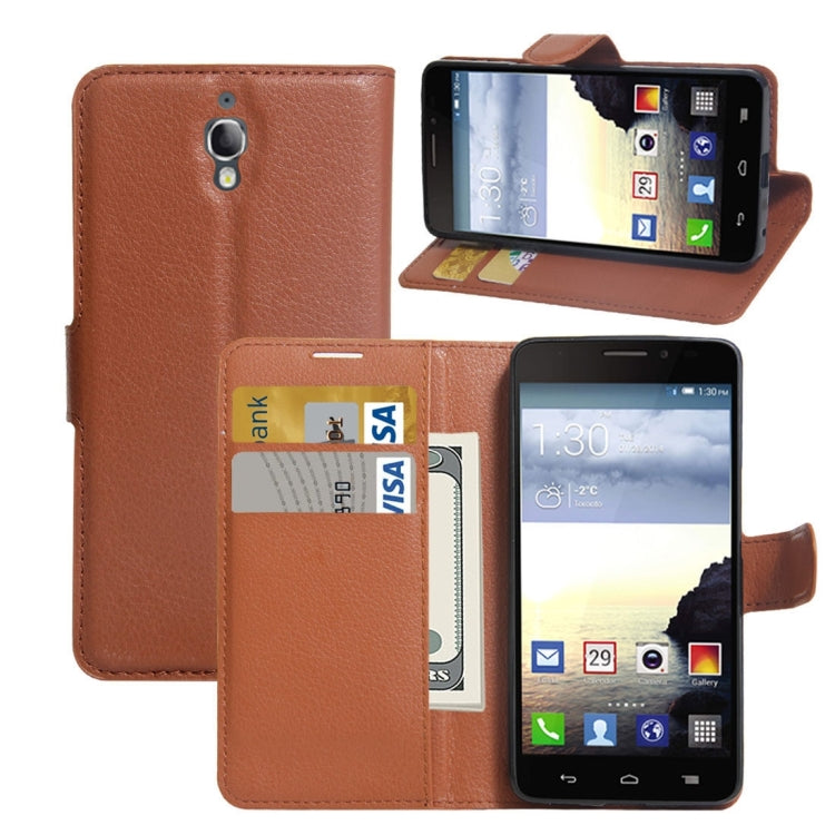 For Alcatel One Touch Idol X Litchi Texture Horizontal Flip Leather Case with Holder & Card Slots & Wallet