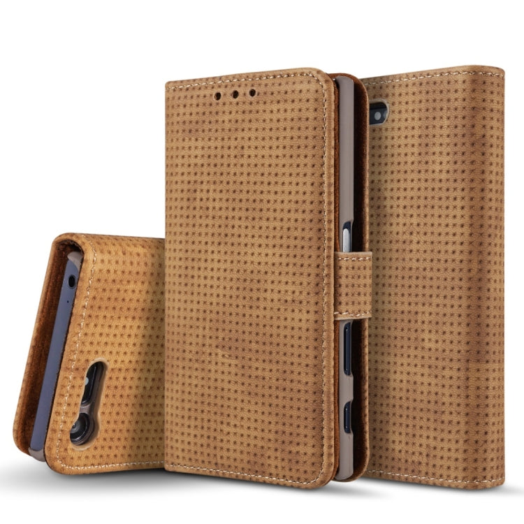 For Sony Xperia X Compact Retro Style Mesh Breathable Horizontal Flip Leather Case with Card Slot & Holder & Wallet