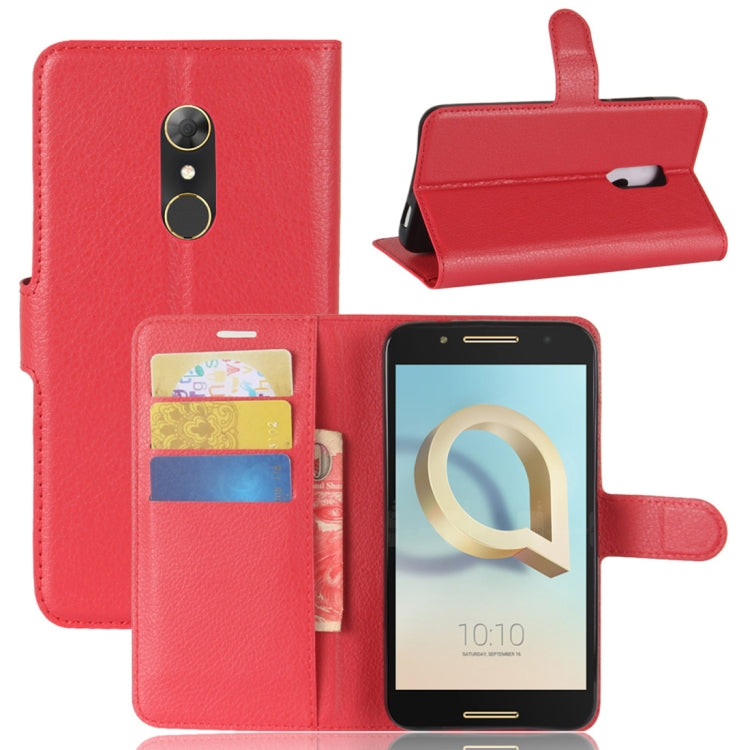 For Alcatel A7 Litchi Texture Horizontal Flip Leather Case with Holder & Card Slots & Wallet
