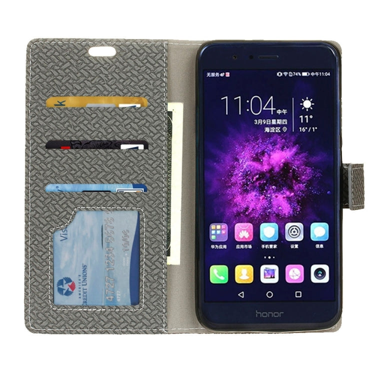 For Huawei Honor 8 Pro Weave Pattern Horizontal Flip Leather Case with Holder & Card Slots & Wallet