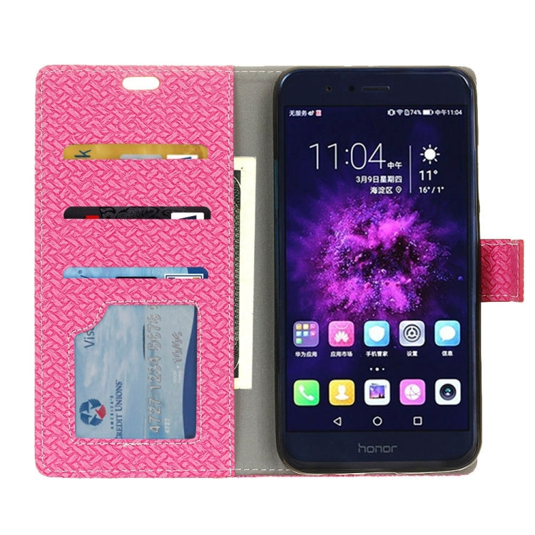 For Huawei Honor 8 Pro Weave Pattern Horizontal Flip Leather Case with Holder & Card Slots & Wallet