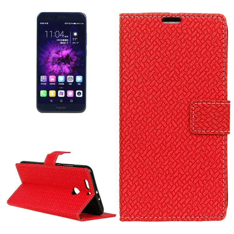 For Huawei Honor 8 Pro Weave Pattern Horizontal Flip Leather Case with Holder & Card Slots & Wallet