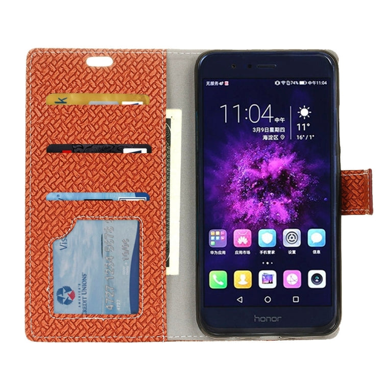 For Huawei Honor 8 Pro Weave Pattern Horizontal Flip Leather Case with Holder & Card Slots & Wallet