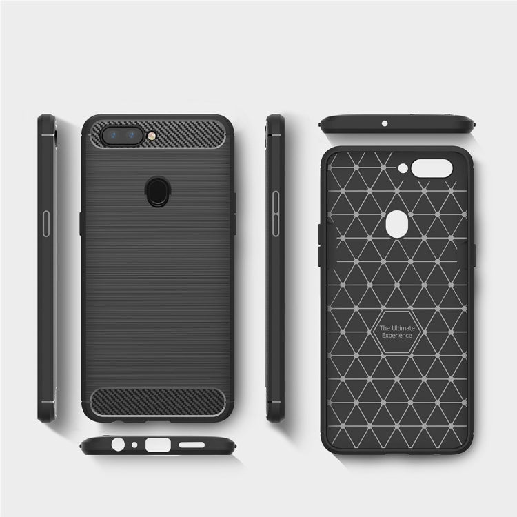 For OPPO R11s Brushed Carbon Fiber Texture TPU Shockproof Anti-slip Soft Protective Back Cover Case