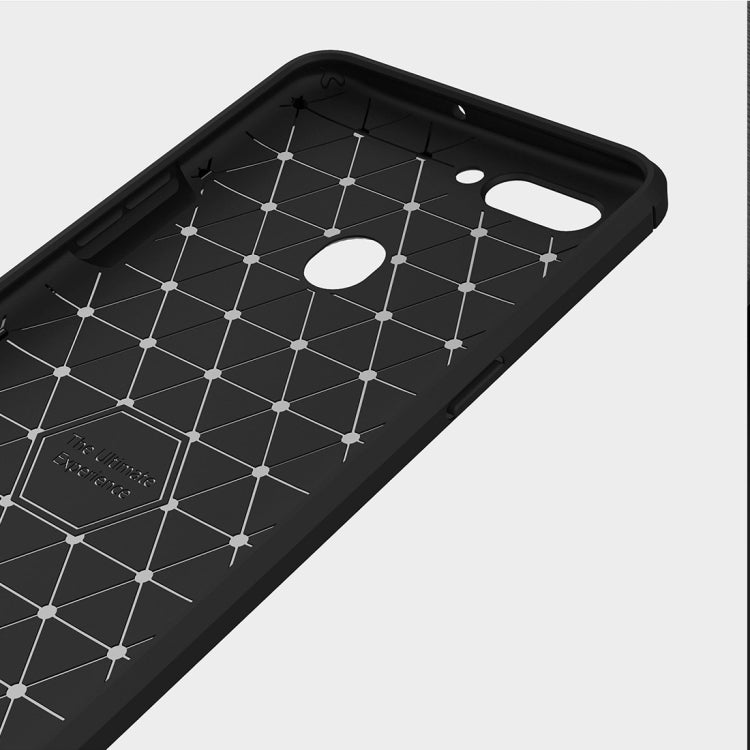 For OPPO R11s Brushed Carbon Fiber Texture TPU Shockproof Anti-slip Soft Protective Back Cover Case