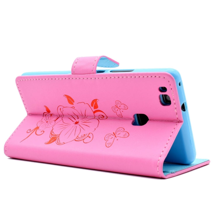 For Huawei P9 Lite Bronzing Butterfly Pattern Horizontal Flip PU Leather Case with Holder & Card Slots & Wallet