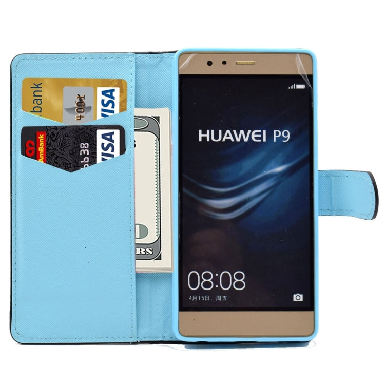 For Huawei P9 Bronzing Butterfly Pattern Horizontal Flip PU Leather Case with Holder & Card Slots & Wallet