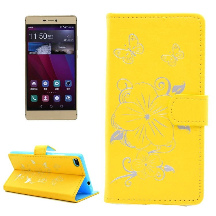 For Huawei P8 Bronzing Butterfly Pattern Horizontal Flip PU Leather Case with Holder & Card Slots & Wallet