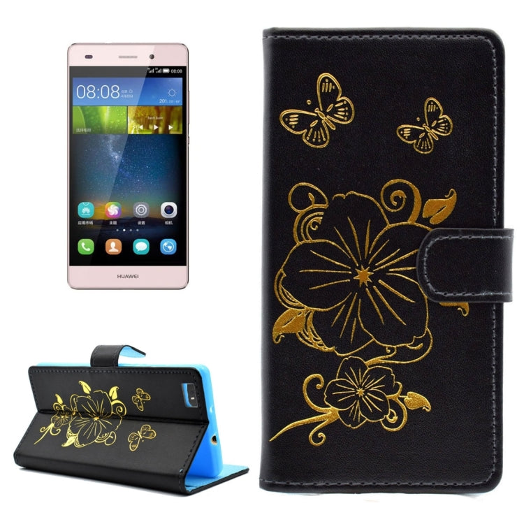 For Huawei P8 Lite Bronzing Butterfly Pattern Horizontal Flip PU Leather Case with Holder & Card Slots & Wallet