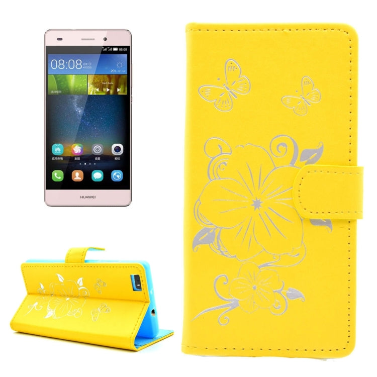 For Huawei P8 Lite Bronzing Butterfly Pattern Horizontal Flip PU Leather Case with Holder & Card Slots & Wallet