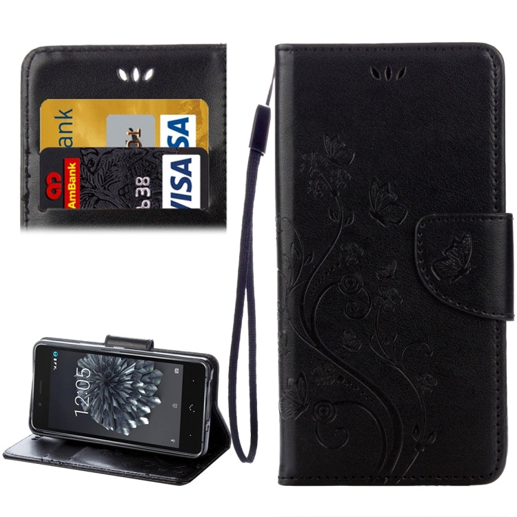 For BQ Aquaris X5 Plus Butterflies Love Flowers Embossing Horizontal Flip Leather Case with Holder & Card Slots & Wallet & Lanyard