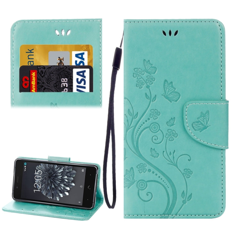 For BQ Aquaris X5 Plus Butterflies Love Flowers Embossing Horizontal Flip Leather Case with Holder & Card Slots & Wallet & Lanyard