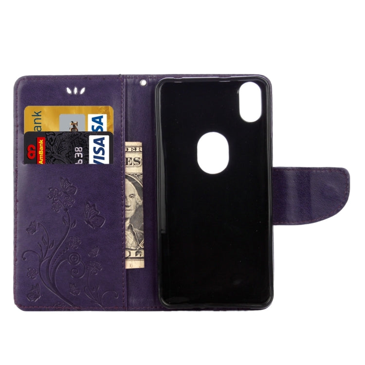 For BQ Aquaris X5 Plus Butterflies Love Flowers Embossing Horizontal Flip Leather Case with Holder & Card Slots & Wallet & Lanyard