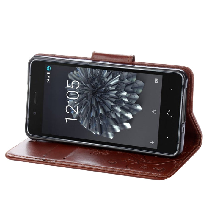 For BQ Aquaris X5 Plus Butterflies Love Flowers Embossing Horizontal Flip Leather Case with Holder & Card Slots & Wallet & Lanyard