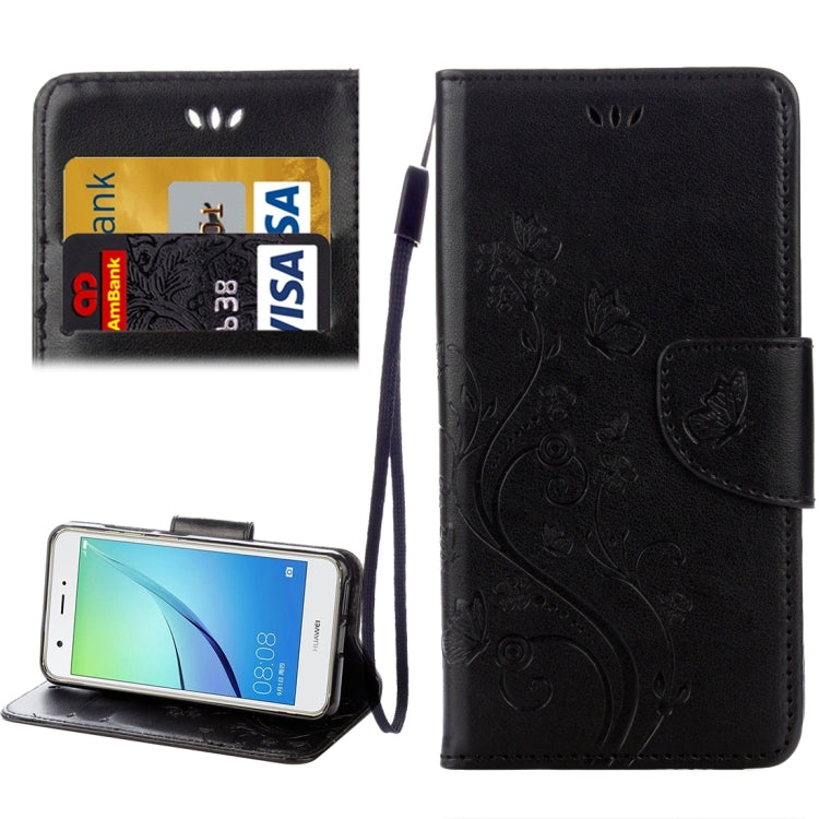 For Huawei nova Butterflies LOVE for Flowers Embossing Horizontal Flip Leather Case with Holder & Card Slots & Wallet & Lanyard