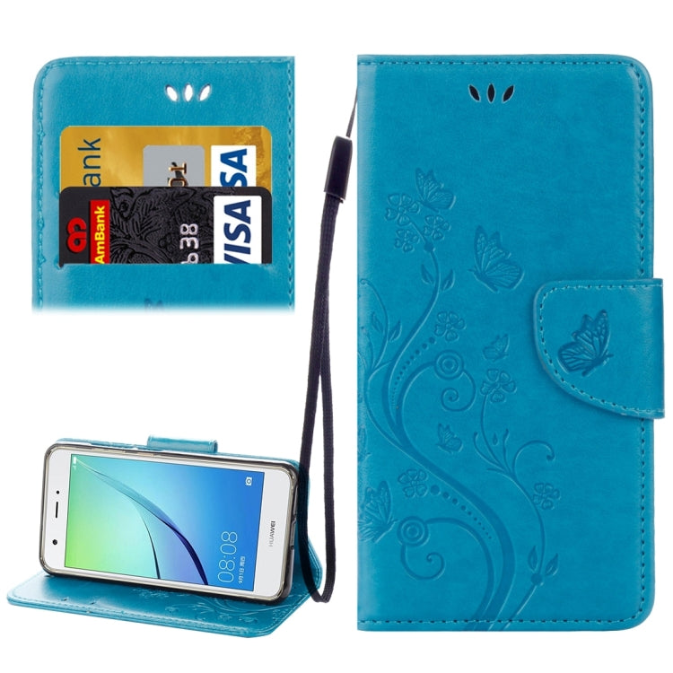For Huawei nova Butterflies LOVE for Flowers Embossing Horizontal Flip Leather Case with Holder & Card Slots & Wallet & Lanyard