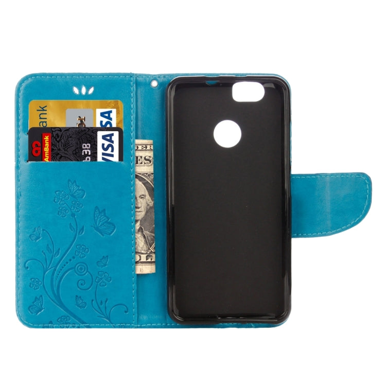 For Huawei nova Butterflies LOVE for Flowers Embossing Horizontal Flip Leather Case with Holder & Card Slots & Wallet & Lanyard