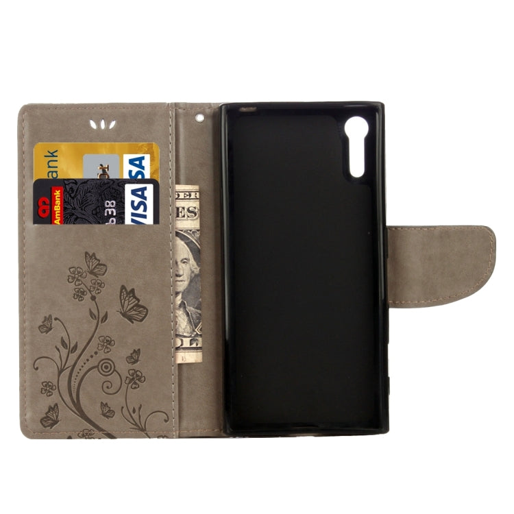 For Sony Xperia XZ Butterflies Love Flowers Embossing Horizontal Flip Leather Case with Holder & Card Slots & Wallet & Lanyard