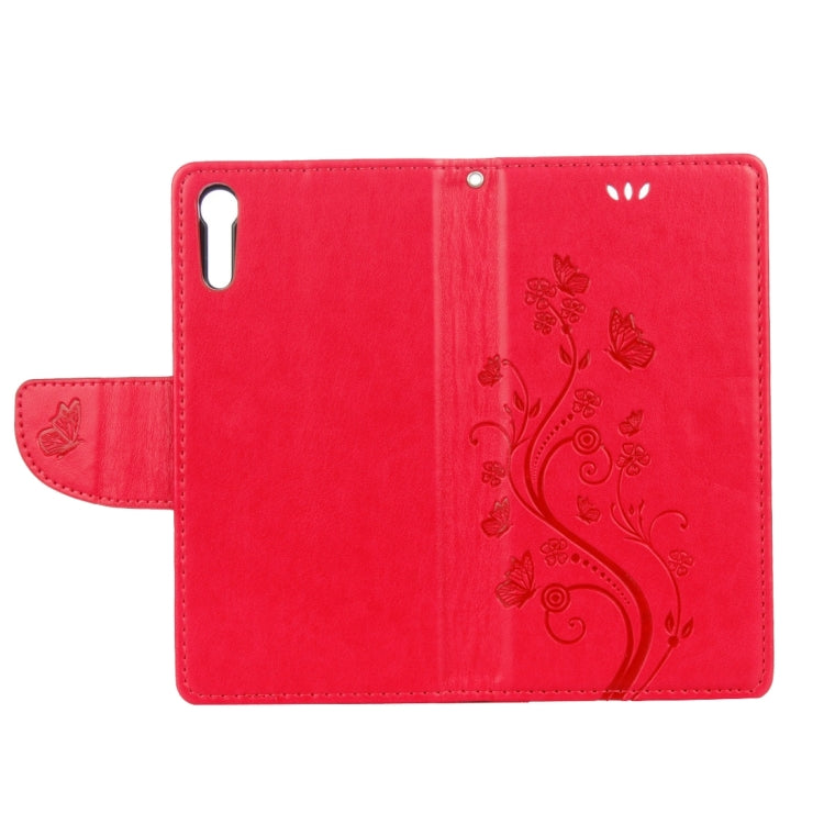 For Sony Xperia XZ Butterflies Love Flowers Embossing Horizontal Flip Leather Case with Holder & Card Slots & Wallet & Lanyard