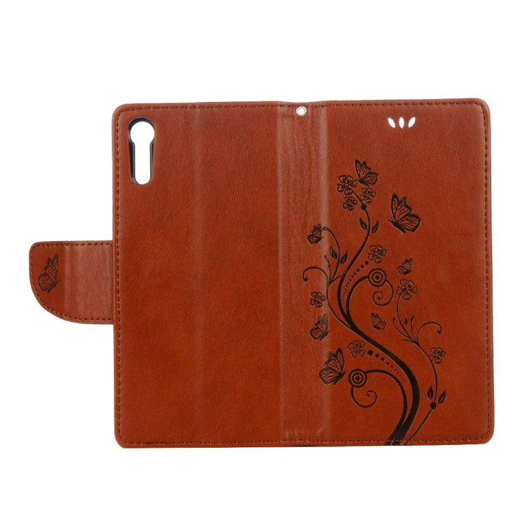 For Sony Xperia XZ Butterflies Love Flowers Embossing Horizontal Flip Leather Case with Holder & Card Slots & Wallet & Lanyard