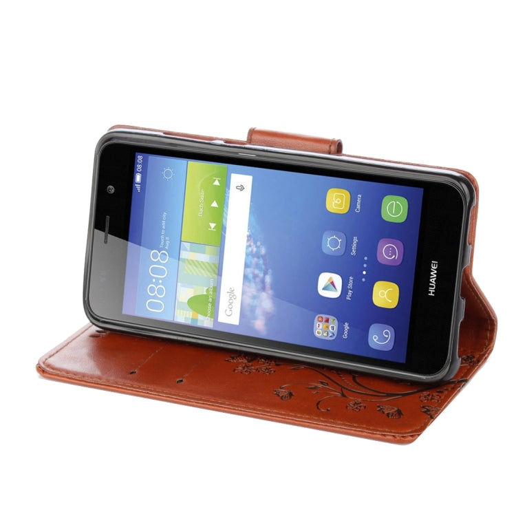 For Huawei Y6 II Butterflies LOVE for Flowers Embossing Horizontal Flip Leather Case with Holder & Card Slots & Wallet & Lanyard