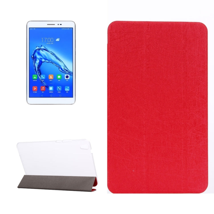 For Huawei Honor Tablet 2 Oracle Bone Texture Transparent Back Cover Horizontal Flip Leather Case with Three-folding Holder