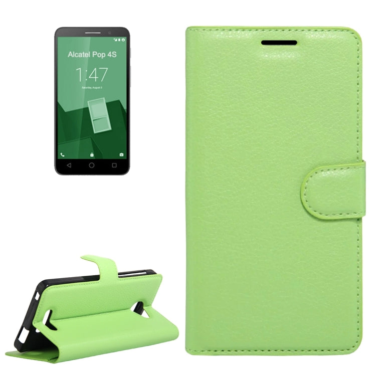 Litchi Texture Horizontal Flip Genuine Leather Case with Holder & Card Slots & Wallet for Alcatel POP 4S
