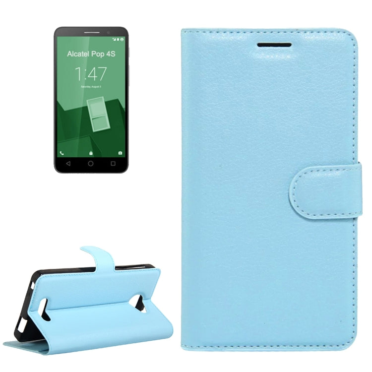 Litchi Texture Horizontal Flip Genuine Leather Case with Holder & Card Slots & Wallet for Alcatel POP 4S