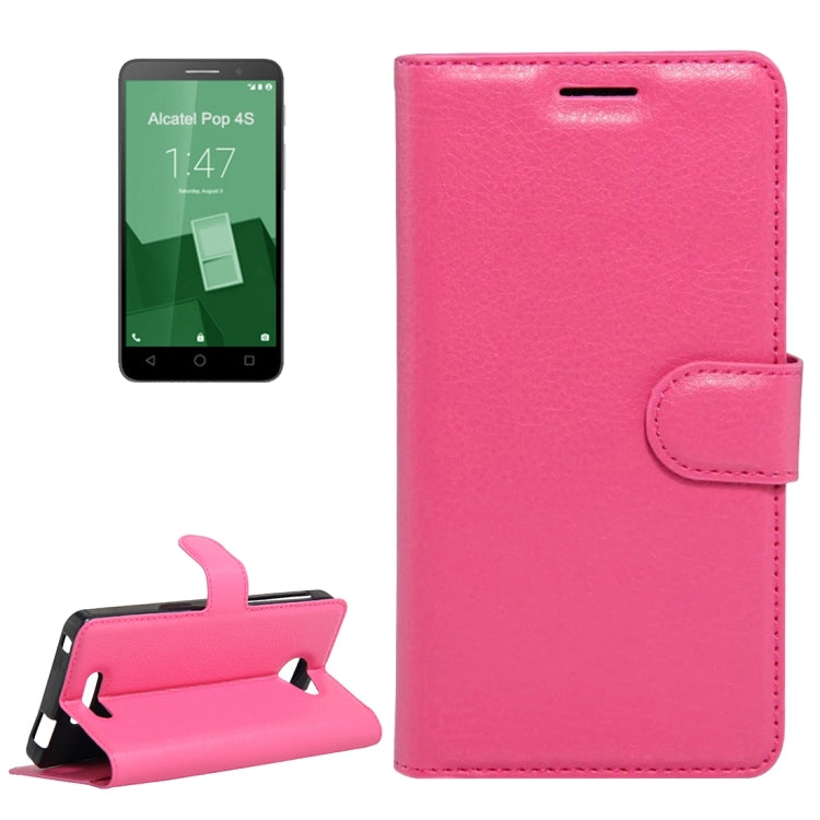 Litchi Texture Horizontal Flip Genuine Leather Case with Holder & Card Slots & Wallet for Alcatel POP 4S