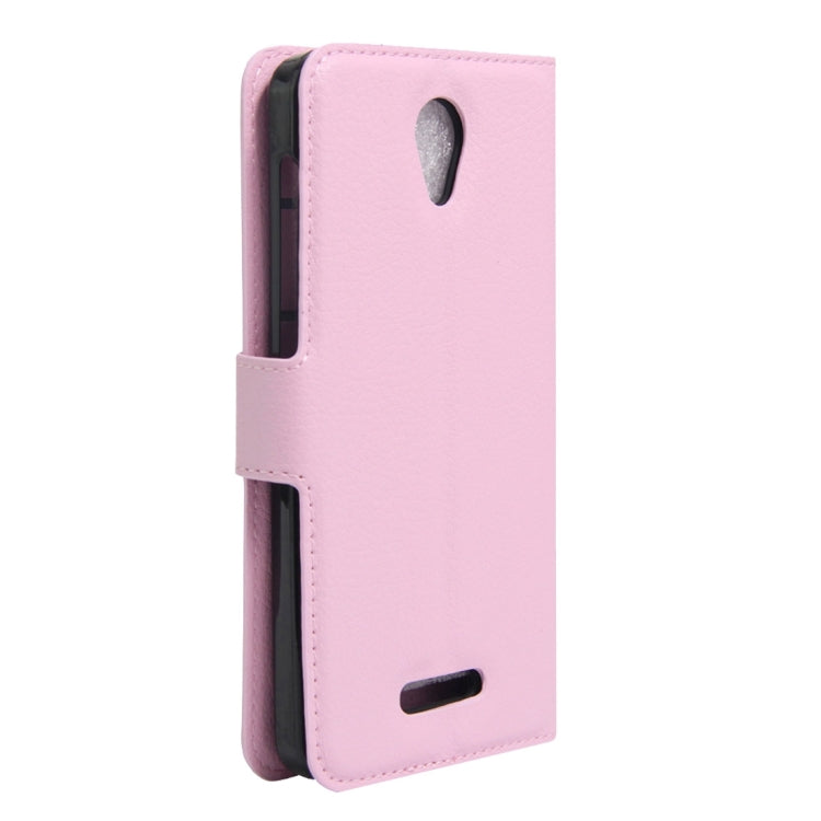 Litchi Texture Horizontal Flip Genuine Leather Case with Holder & Card Slots & Wallet for Alcatel POP 4