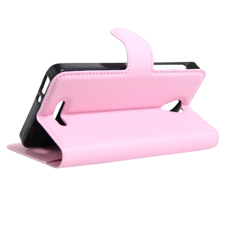 Litchi Texture Horizontal Flip Genuine Leather Case with Holder & Card Slots & Wallet for Alcatel POP 4