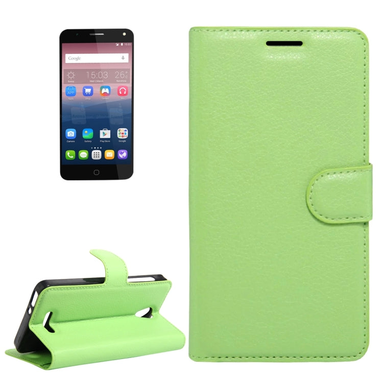 Litchi Texture Horizontal Flip Genuine Leather Case with Holder & Card Slots & Wallet for Alcatel POP 4