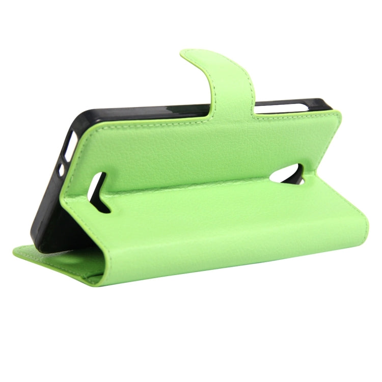 Litchi Texture Horizontal Flip Genuine Leather Case with Holder & Card Slots & Wallet for Alcatel POP 4