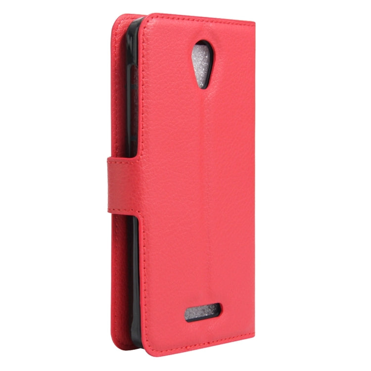 Litchi Texture Horizontal Flip Genuine Leather Case with Holder & Card Slots & Wallet for Alcatel POP 4